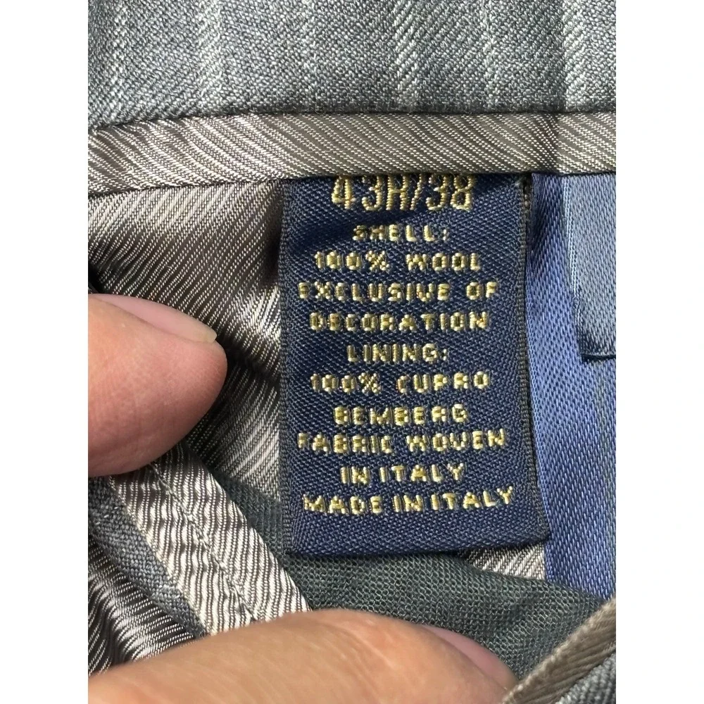 Brooks Brothers x Vitale Barberis 1818 Regent Grey Pinstripe Wool Mens 43R Italy
